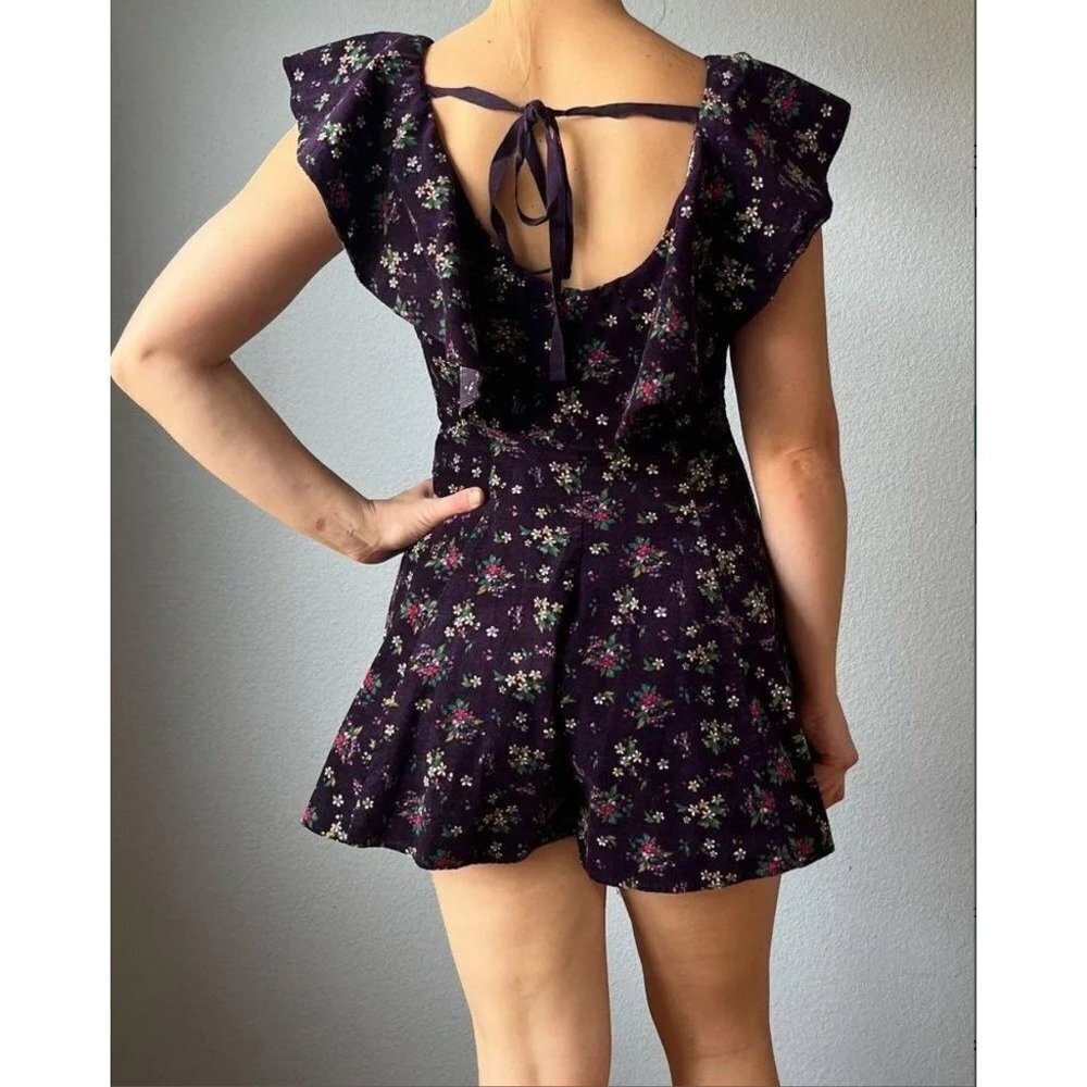 Free People Violet Visions Romper Floral Corduroy Size XS